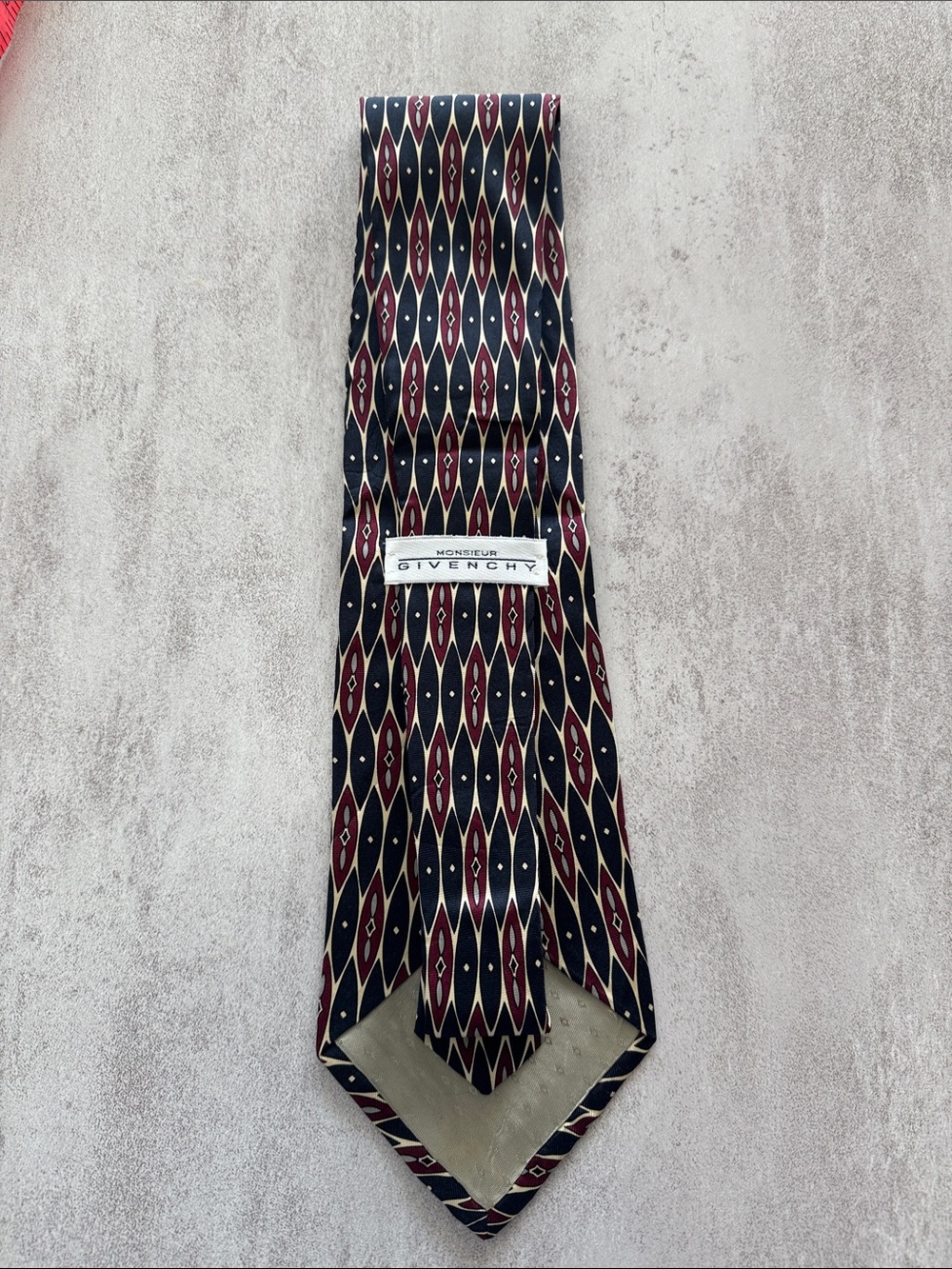 Givenchy Navy and Burgundy Geometric Silk Tie